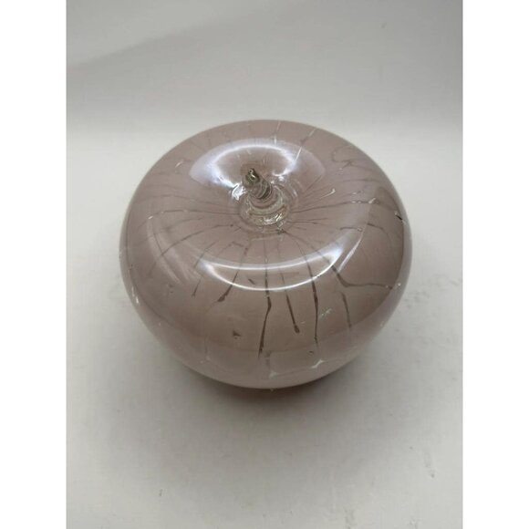 Handblown Glass Apple Paperweight – Soft Pink with Crackle Pattern – 365nm UV - Picture 4 of 8